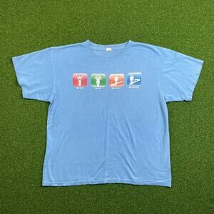 Vintage Anvil Light Blue Religious Graphic T-Shirt Sz L